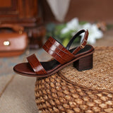 Purpdrank  Open Toe Shoes Summer Women Sandals New Fashion Buckles Genuine Leather Thick Heels Pumps Buckles Party Basic Shoes Woman