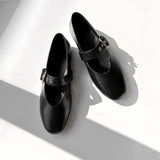 Purpdrank  French Flat Mary Jane Shoes Women Summer Outdoor Wear Retro Buckle Strap Slip-On Ballet Shoes Low Cut Casual Rubber Footwear