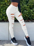 Purpdrank  Women Ripped Casual Jeans Skinny Stretch Button Pocket Shapewear