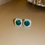 Purpdrank - Luxury Necklace Earrings Sets Green Crystal Necklace Women Weddings Bride Jewelry Accessories