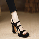Purpdrank  Women Cross Strap  Summer New Black Hook Heels Party Shoes  Fashion Buckle Strap Platform Sandals