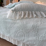 Purpdrank  Vintage French Carved Velvet Lace Ruffles Soft Warm Winter Bedding Set Duvet Cover Flat/Fitted Bed Sheet Pillowcases 4Pcs