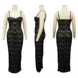 Purpdrank  Sexy Spaghetti Straps Lace Dress Women Evening Sleeveless Strapless Slim Fit Prom Party Club Long Maxi Dresses Midnight Birthday