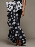 Purpdrank  New Female Cocktail Party Evening Strapless Dress Summer Fashion Polka Dot Bow-Embellished A-Line Tube Dress