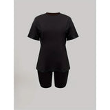 Purpdrank  Women's Casual Tight Fit T-irt orts Set Two Piece Suit Spring Faion Polyester Blend Comfortable Young Women's Outfit