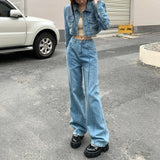 Purpdrank  Autumn Vintage Denim Women's Wide Leg Pants 2025 New High Waist Casual Loose Jeans Straight Full Length Trousers Female