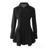 Purpdrank  Elegant Women Corset Shirt Dress Chic Sexy Fashion 2024 Lace Long Sleeve Party Dress Single Breasted Slim Pleated Mini Dress