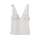 Purpdrank  Sexy French Lace Suspender Shirt Vest Satin Interior Fashion Niche Simple Top