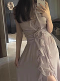 Purpdrank  Sleeveless V-neck Halter Dress Gentle Ruffle Edge Backless Long Beach Dress Flowing Long Dress
