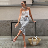 Purpdrank  Spring New Women's Fashionable and Stylish Style Slim Fit Versatile Print Wrapped Hip High Waist Skirt