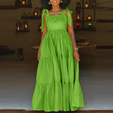 Purpdrank  Casual Women High Waist Long Dress Elegant Polka Dot Summer Beach Dress Simple Loose O-Neck Short Sleeve Vacation A-line Dress