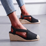 Purpdrank  Summer Women's Sandals Straw braided Wedge Heels Espadrille Sandals Big Size Female Shoes Female Gladiator Slingback Shoes