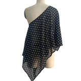 Purpdrank  Asymmetrical Polka Dot Chiffon Top Off Shoulder Loose Pullover