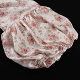 Purpdrank  Women's Printed Loose and Fashionable Casual Dress with Bubble Sleeves and Lace Up High-end A-line Skirt