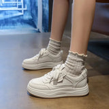 Purpdrank  Casual Thick Bottomed Genuine Leather Slip-On Sports Shoes for Women Breathable Versatile Platform Sneakers for Autumn