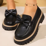 Purpdrank  Korean Pu Bowknot Loafers Shoes for Women Spring Autumn Solid Plus Size Women's Loafers Casual Round Toe Shoes Female