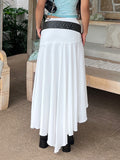 Purpdrank  Holiday Solid Split Asymmetrical Skirts Beach Style Casual Mid-Waisted Maxi Skirts Women 2025 Summer Fashion Streetwear