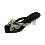 Purpdrank  Women Crystal High Heels Slippers Luxury Sexy Sandals Square Toe Shoes Summer 2025 New Designer Party Shoes Open Toe Flip Flops