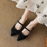 Purpdrank  Women Low Heels Bow-Knot Pointed Toe Casual Female Sneakers Flat Shoes Butterfly Dress Big Size Rubber PU Buckle Strap Butterfly