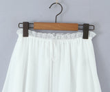 Purpdrank   Holiday White Spliced Lace Semi Sheer Long Skirt Women Bow Lacing up Elastic Waist See Through A-lined Midi Skirts Boho