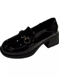 Purpdrank  Women's Loers Spring New Sle Anti-slip Thi Heel Comfortable Work oes Briti Sle round Toe Ultra-suede Lined R...
