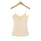 Purpdrank  5 Colors 2025 Sexy Spliced Lace V neck Slim fit Rib Knitting Camis Crop Top Comfortable Camisetas Tank Vest Skinny Short Tee