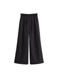 Purpdrank  European style new women's fashion versatile and elegant solid color high-waisted slimming loose trousers