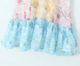 Purpdrank  Retro French style Contrast Color Flower Print V neck Mini Dress Sexy Short Flying Sleeve Ruffles Hem Slim Waist Robe