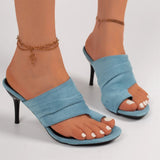 Purpdrank  Women's Vintage Thin High Heels Sandals Big Size 43 Sexy Flip Flops Summer Outdoor Slides Blue Black Brown Stiletto Mules Shoes