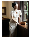 Purpdrank  New Chinese Style Waistband Slimming And Improved Qipao Summer Dress New Women Short Sleeve Long Patry Dress