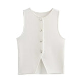 Purpdrank  Women's 2025 Fall Slim Fit Cropped Knit Vest Asymmetrical Ribbed Sleeveless White Sweater Vest for Office Casual Summer Wear