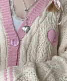 Purpdrank  Trendy Women's Clothing Knitted Cardigan Embroidery Sweater Coat Lazy Streetwear Comfortable Single Row Buttons Patchwork Tops