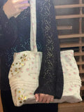 Purpdrank  Large Capacity Lace Edge Shoulder Versatile Portable Casual Women's Bag Spring Floral Tote Bags for Women