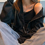 Purpdrank  Women's Oversize Casual Hoodie Milk Sweater Spring Autumn Small Girls Wear Street Style Coat