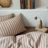 Purpdrank  Brown Stripe Bedding Set simple style For adults kids Brown pink Bed Sheet With Pillowcases 100% Cotton King Queen Full size