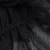 Purpdrank  Spring Summer Black Chiffon Lantern Pants Women Spliced Lace Elastic Waist Ruffles Cuff Long Loose Trousers Full Length Bottom
