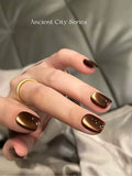 Purpdrank  10ML 1-16pcs New Style Loulan Ancient City Cat Eye Gel Nail Polish Black Chocolate Amber High-grade Glass Bead Nails