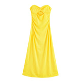 Purpdrank  Dress Summer Women's 2025 New Chic Stretch Knit Tube Top Hollow Elegant Women's Long Dress Fashion Youth Holiday Travel Dress