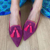 Purpdrank - Women Shoes 2023 Spring Casual Female Shoes Faux Suede Pointed Toe Office Leopard Print Flat Muller Shoes Size 43