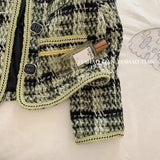 Purpdrank  Hand Woven Short Jacket for Women Short Petite Socialite Temperament Coarse Tweed Top