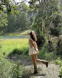 Purpdrank  European and American style 2025 summer new waffle stitching slim short-sleeved dress