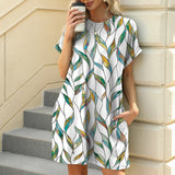 Purpdrank   Elegant Dress Women O Neck Short Sleeve Dresses Fashion Casual Printed Mini Dresses Summer New Chic Female Dress