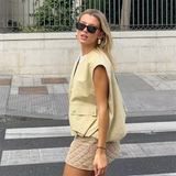 Purpdrank  Spring New Women's Fashion Style Casual Loose Versatile Wrinkled Hem Sleeveless Tank Top