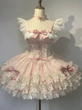 Purpdrank  Japanese Sweet Princess Lolita Elegant Woman Party Dress Y2k Chic Bow Fairy Vintage Dress Slim Flower Lace Retro Outfits Summer