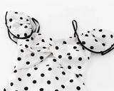 Purpdrank  Sexy White Black Polka Dot Print Ruffles Off Shoulder Dress Women Ruched Chest Slim Waist Midi Dresses Robe Holiday Vestidos