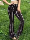 Purpdrank  Autumn Winter Y2k Trousers Casual Fashion Long Pants Tight Casual Tight Vintage Sexy Stripe Female Clothes Chic Flare Pants