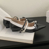 Purpdrank  Elegant Pointed Toe Low Heel Shoes for Women Fashion Double Buckle Bowknot Design Shallow Dress Pumps Luxury Brand Designer Shoe