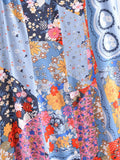 Purpdrank  BOHO Contrast Color Flower Print Midi Long Sling Dress Hippie Women Single-breasted Buttons Ruffles Hem Slit Robe Holiday