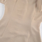 Purpdrank  Irregular Pleated Bodycon Dress For Women's Wrinkled Fabric Long-sleeved Waist-cinching Elegant Casual Khaki Comfortable Dress