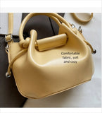Purpdrank  Luxury Fold Drawstring Bucket Bag Korean Style PU Leather Crossbody Bag Simple Design with Inner Bag Women Satchels for Women